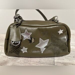 Michael Kors Olive Green Leather Crossbody with Silver Star Accents